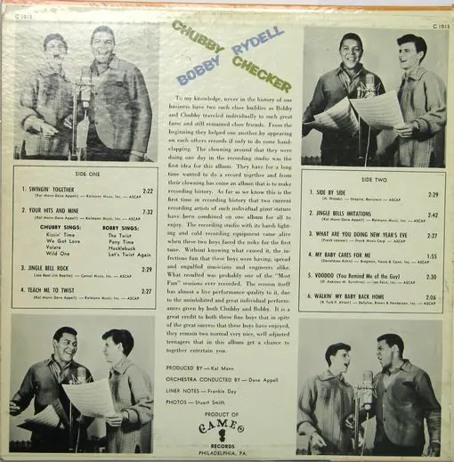 A picture of the back cover of a record album.