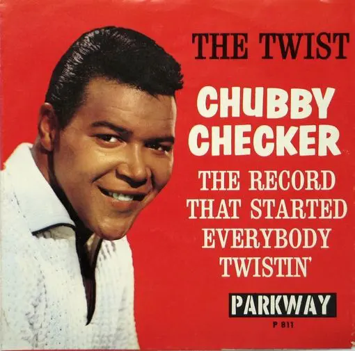 A picture of chubby checker on the cover of a 4 5 rpm record.