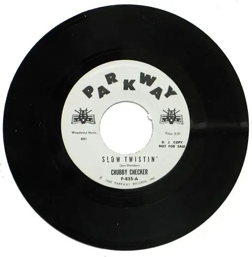 A black and white picture of a record.