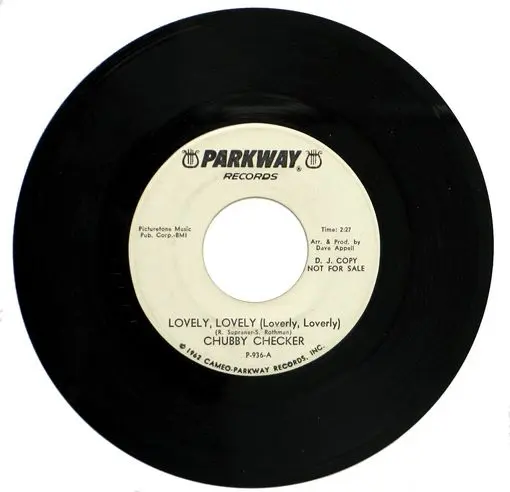A black and white picture of a 4 5 rpm record.